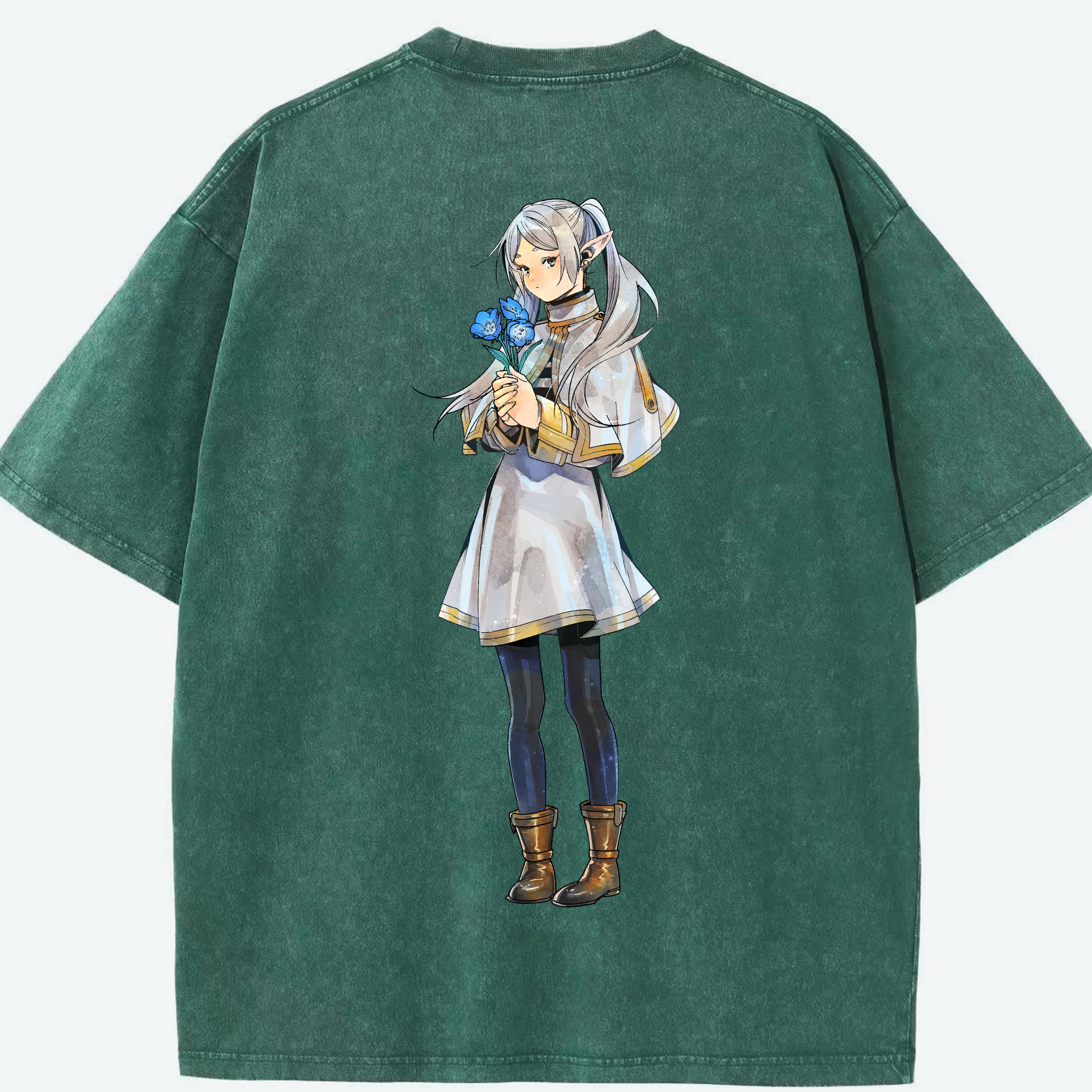 （画像用） 葬送のフリーレン Frieren 綿100% ヴィンテージ風 半袖Tシャツ（背面プリント）